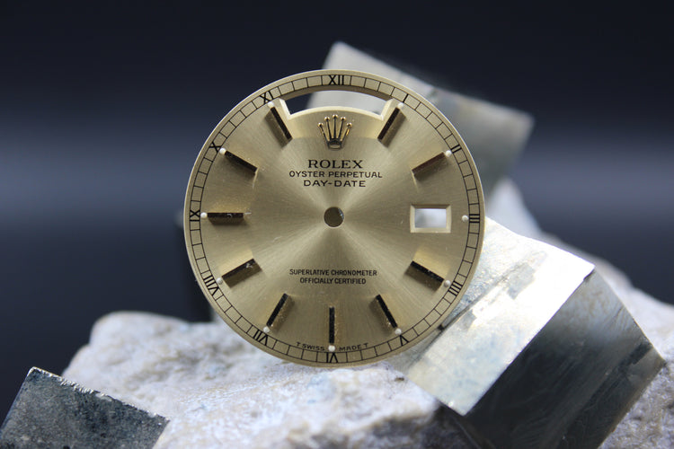 ROLEX DAYDATE 18238 18038 GENUINE CHAMPAGNE TRITIUM ROMAN MINUTE TRACK DIAL