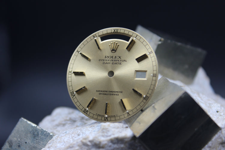 ROLEX DAYDATE 18238 18038 GENUINE CHAMPAGNE TRITIUM ROMAN MINUTE TRACK DIAL