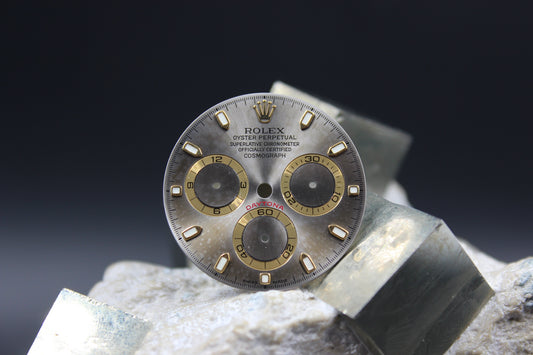 Rolex Daytona 116518 116523 116528 Original rhodiniertes, tropisches Zifferblatt mit Luminova