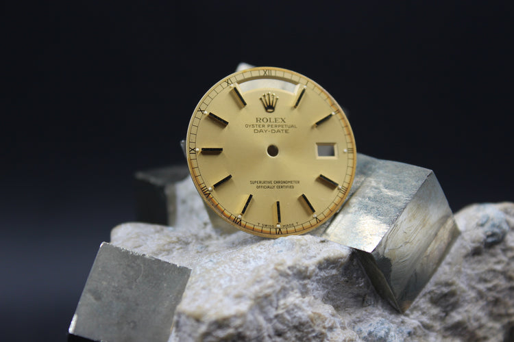 ROLEX DAYDATE 18238 18038 GENUINE CHAMPAGNE TRITIUM ROMAN MINUTE TRACK DIAL
