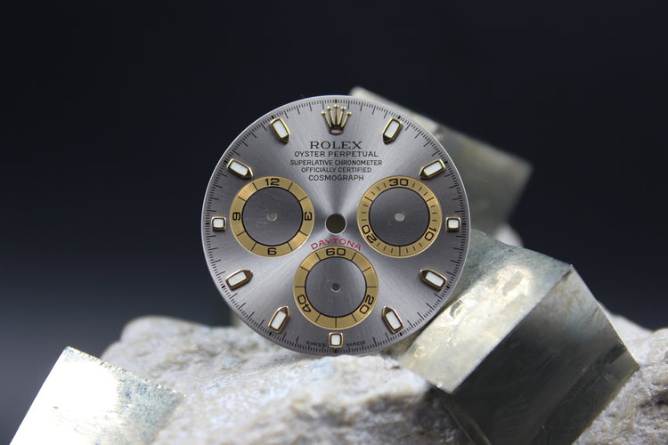 ROLEX DAYTONA 116518 116523 116528 GENUINE RHODIUM GREY DIAL LUMINOVA