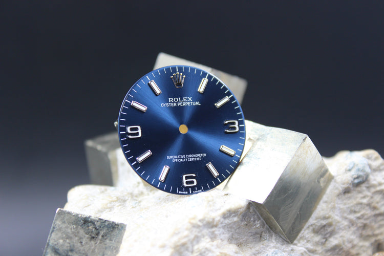 Rolex Oyster Perpetual 114200, echtes blaues Zifferblatt, Luminova