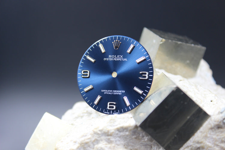 Rolex Oyster Perpetual 114200, echtes blaues Zifferblatt, Luminova