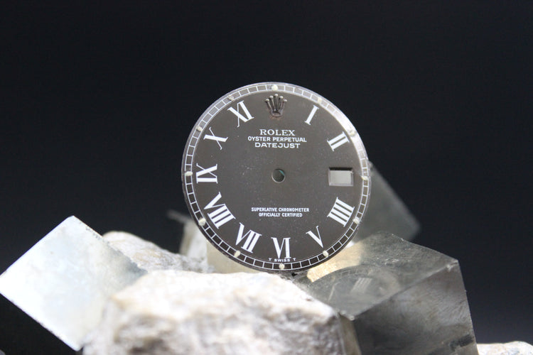 ROLEX DATEJUST 1601 1603 1600 GENUINE MATTE GREY BUCKLEY DIAL