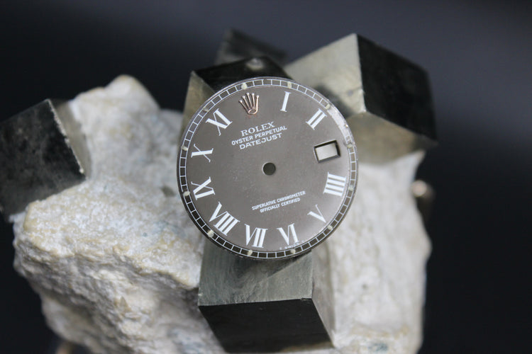 ROLEX DATEJUST 1601 1603 1600 GENUINE MATTE GREY BUCKLEY DIAL