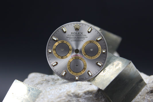 ROLEX DAYTONA 116518 116523 116528 GENUINE RHODIUM GREY DIAL LUMINOVA